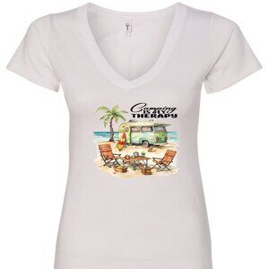 Camping Is My Therapy V-Neck T-Shirt | Many Colors
